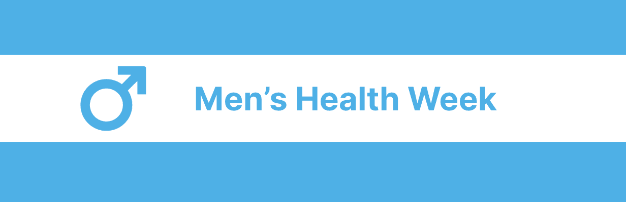 Text saying "Men's Health Week" with a 'male' sign
