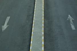 Middle of a two-way road